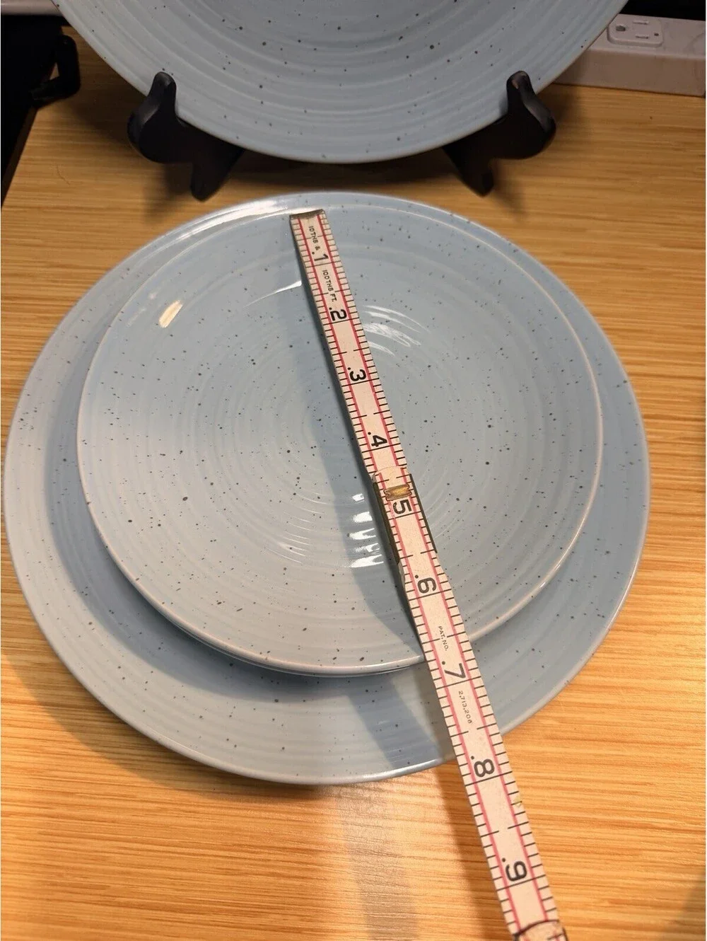 Set of 4 Sango Siterra Artist's Blend Blue 2 Dinner & 2 Salad Plates Speckled *